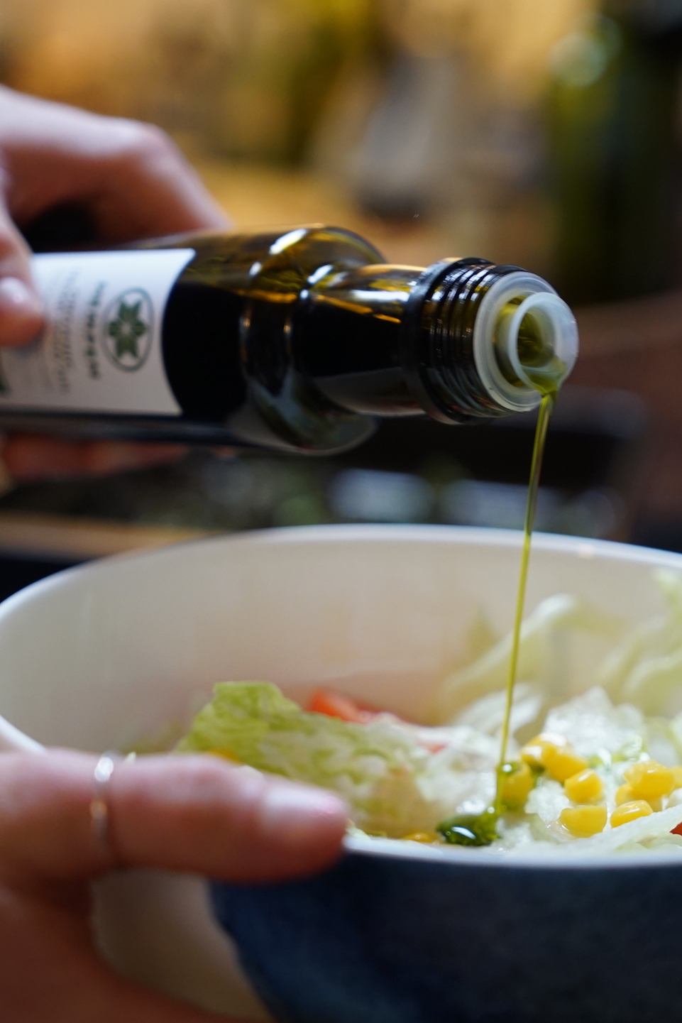 Organic Hemp Seed Oil pouring over food